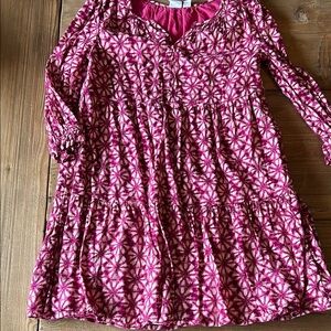 GAP Pink and Red Smocked Tiered Sundress with V-Neck